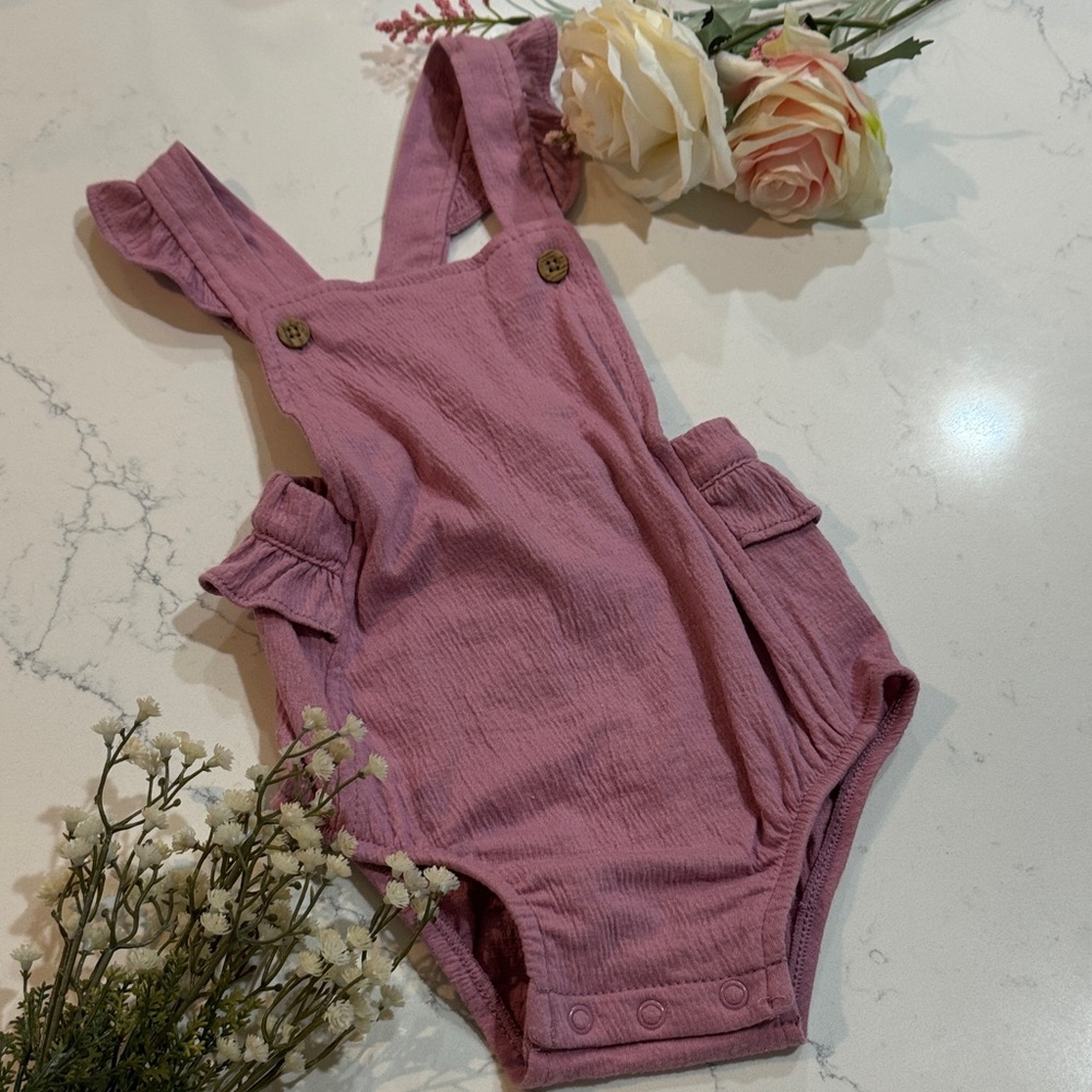 Carter's Mauve Ruffle Strap Romper - Picture 5 of 5